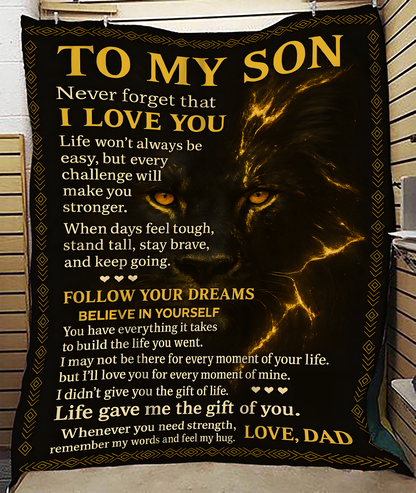 BLANKET FOR SON - GIFT FROM DAD - COMFORT & WARMTH GIFT NTTD00 (SKUB-DAD-DT01)