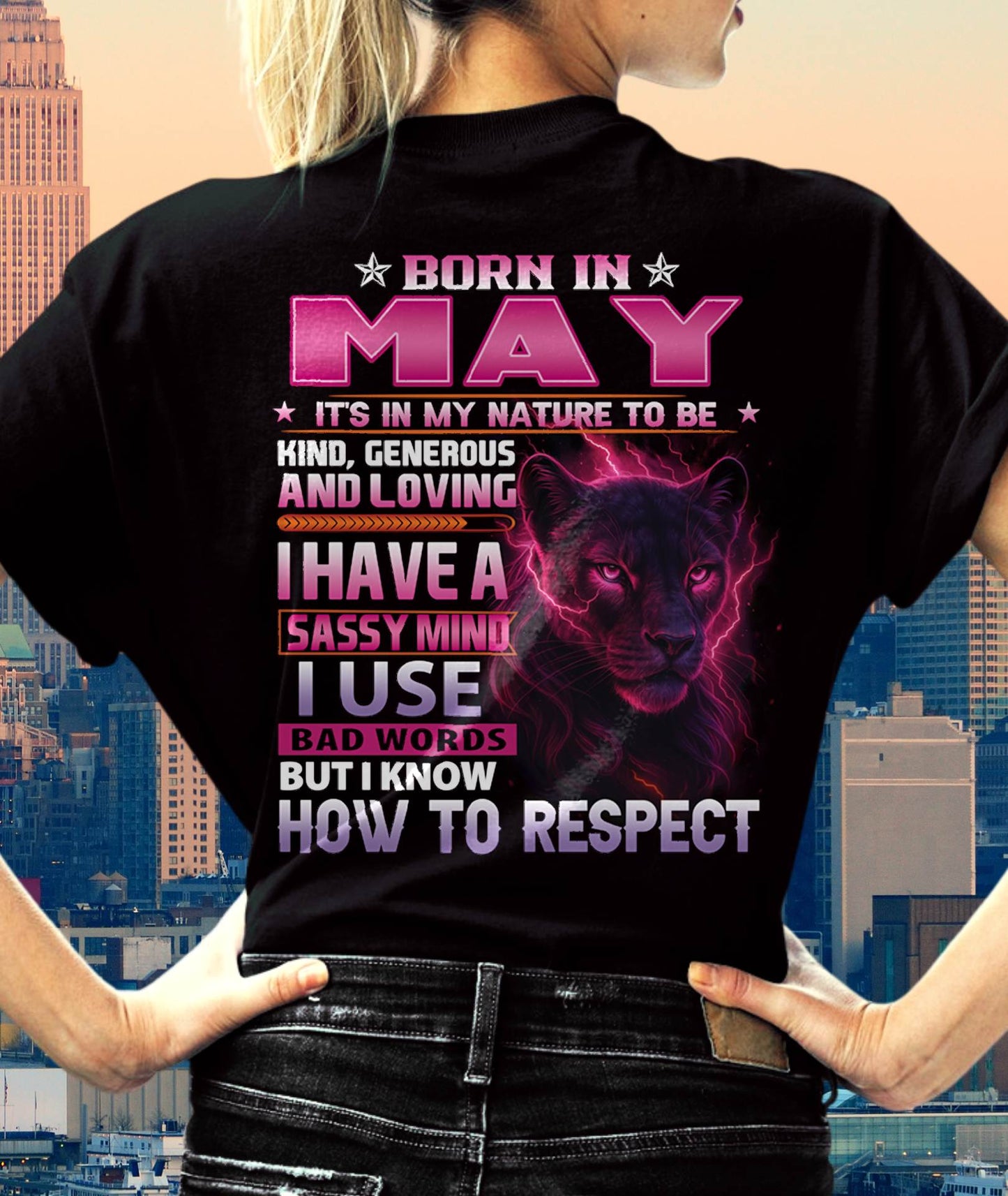 May - Fierce Panther Graphic Tee - Birthday Gift For Women - MTNN05 (SKU09-24-05)