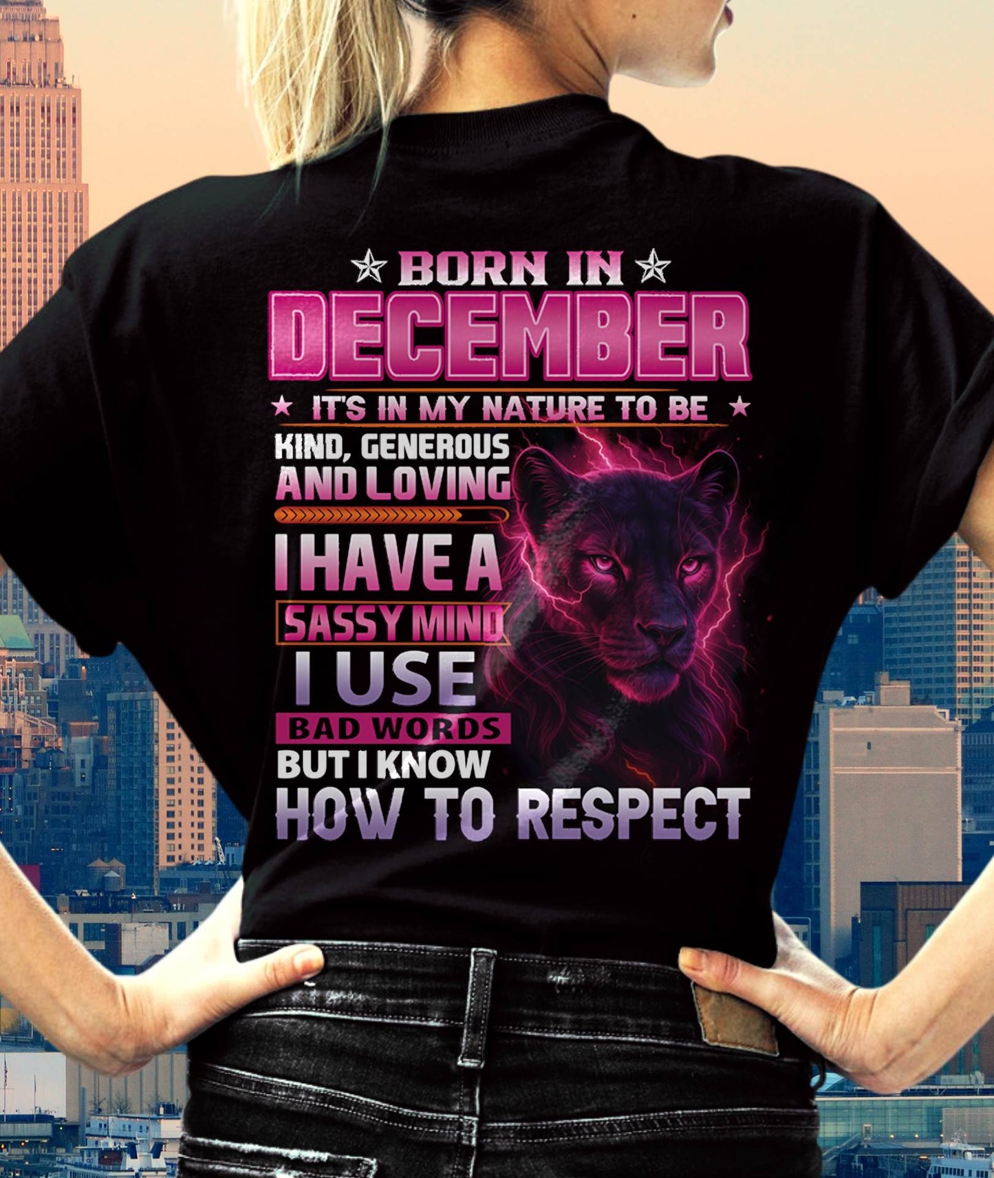 December - Fierce Panther Graphic Tee - Birthday Gift For Women - MTNN12 (SKU09-24-12)