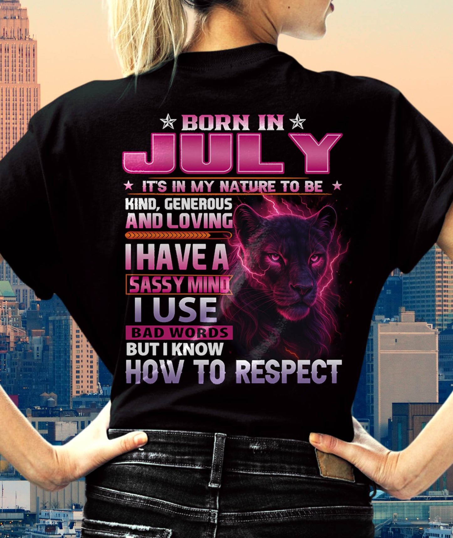 July - Fierce Panther Graphic Tee - Birthday Gift For Women - MTNN07 (SKU09-24-07)