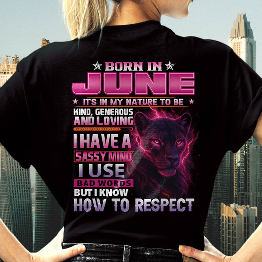 June - Fierce Panther Graphic Tee - Birthday Gift For Women - MTNN06 (SKU09-24-06)