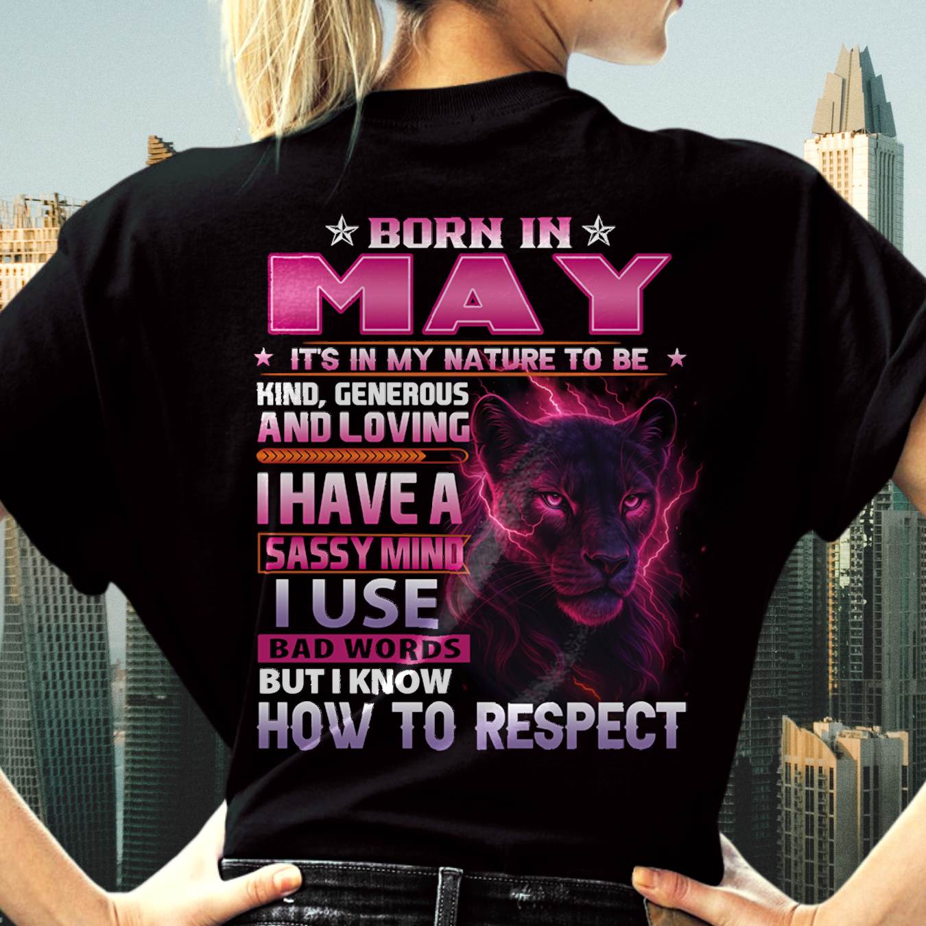 May - Fierce Panther Graphic Tee - Birthday Gift For Women - MTNN05 (SKU09-24-05)