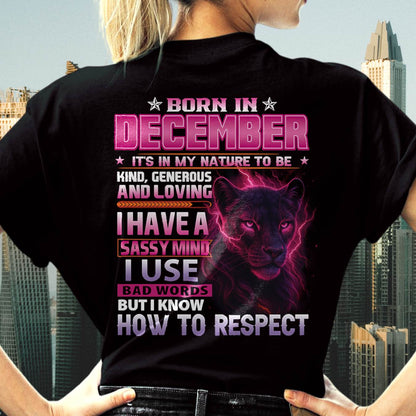 December - Fierce Panther Graphic Tee - Birthday Gift For Women - MTNN12 (SKU09-24-12)