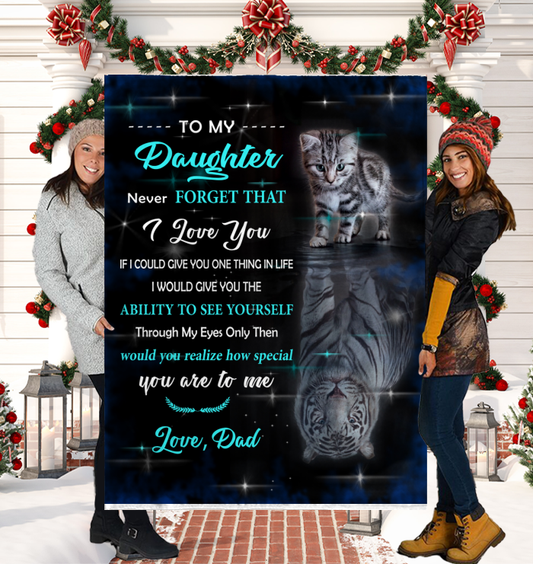 BLANKET FOR DAUGHTER – LOVE DAD – SHERPA FLEECE GIFT FOR DAUGHTER FROM DAD MTNN00
