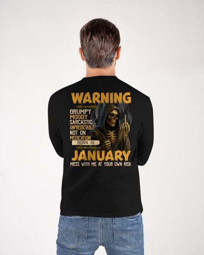JANUARY - WARNING GRUMPY MOODY - BIRTHDAY T-SHIRT FOR MEN - MTNN01 (SKU26T-01-07-01)