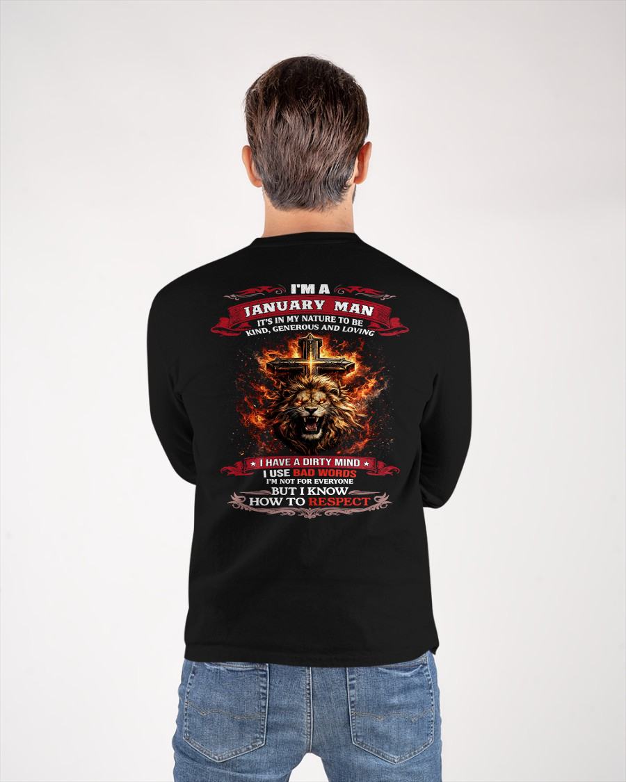 JANUARY - KIND AND LOVING ARE MY NATURE - PREMIUM DTG PRINT BIRTHDAY T-SHIRT FOR MEN - MTNN01 (SKU26T-01-31-01)