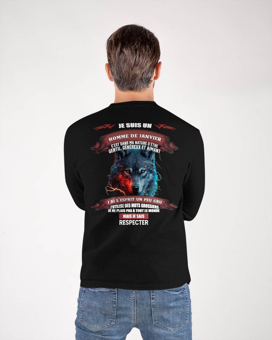 JANVIER -  JE SAIS RESPECTER – T-SHIRT D’ANNIVERSAIRE POUR HOMME - frMTNN01 (SKU12-266-01)