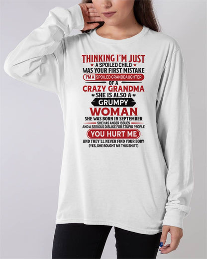 SEPTEMBER - TO MY GRANDDAUGHTER - SPOILED GRANDDAUGHTER - GIFT FROM GRANDMA - HNDS09 (SKU10-117-09)