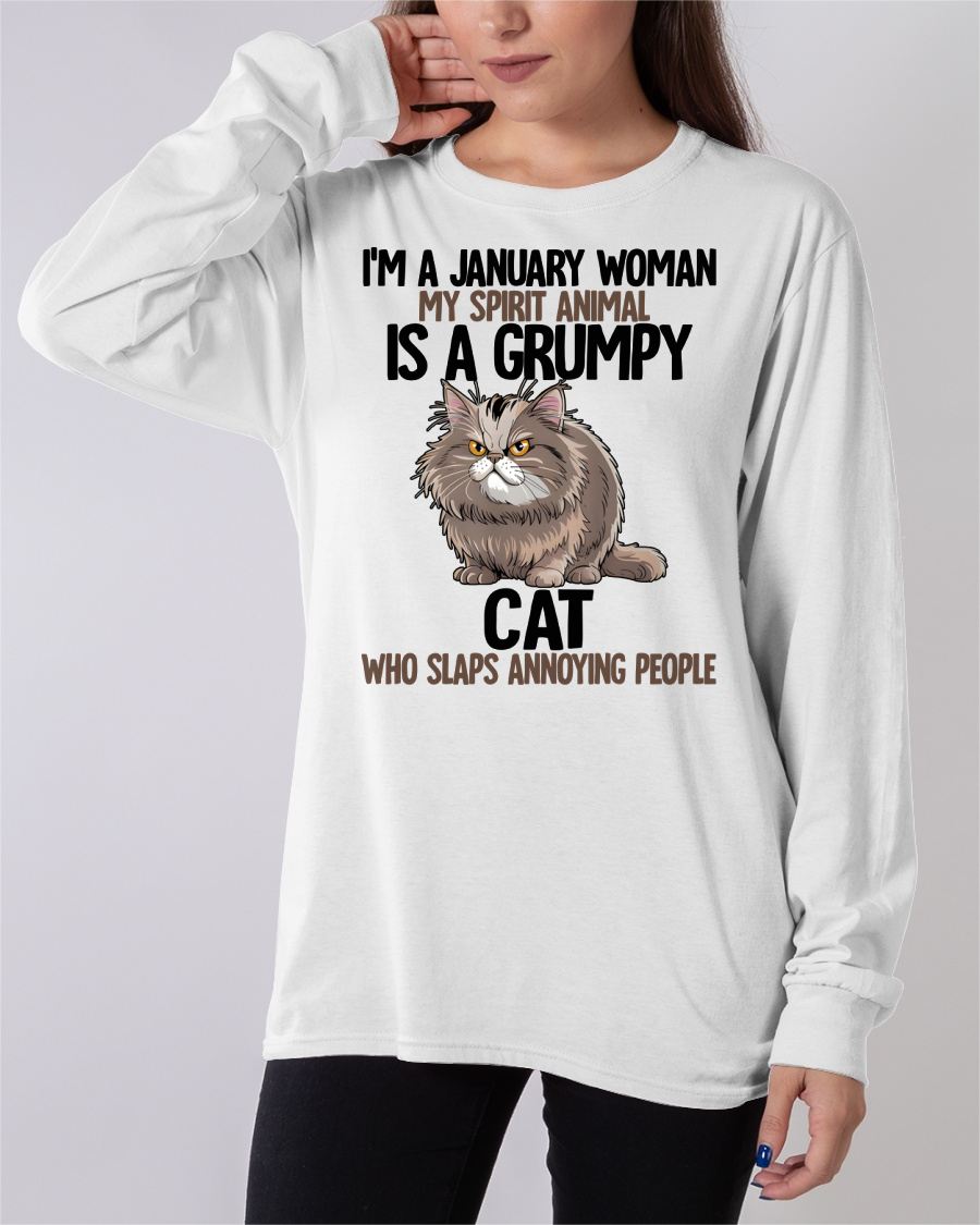 JANUARY - MY SPIRIT ANIMAL IS A GRUMPY CAT - BIRTHDAY SHIRT FOR WOMEN - MTNN01 (SKU12-278-01)