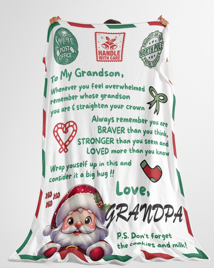 BLANKET FOR GRANDSON – COMFORT & WARMTH GIFT FROM GRANDPA  Sherpa Fleece Quilt Blanket MTNN00 (SKUB10-182)