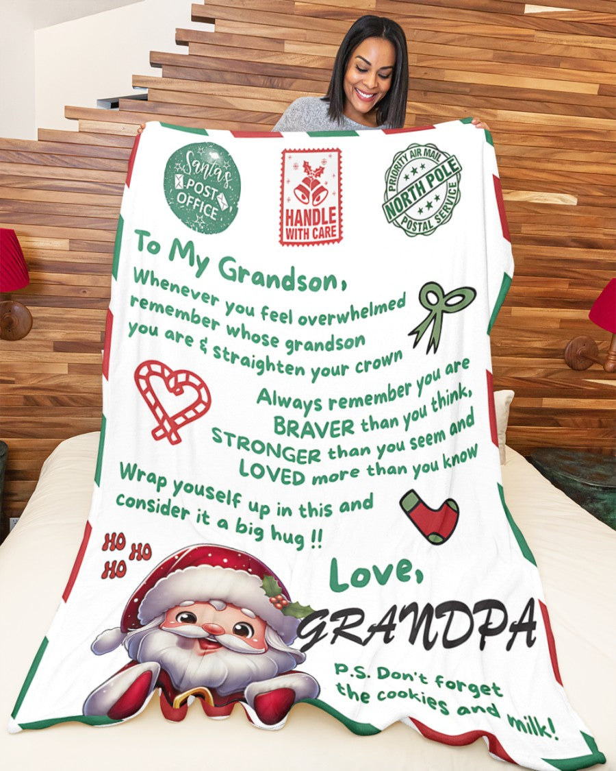 BLANKET FOR GRANDSON – COMFORT & WARMTH GIFT FROM GRANDPA  Sherpa Fleece Quilt Blanket MTNN00 (SKUB10-182)