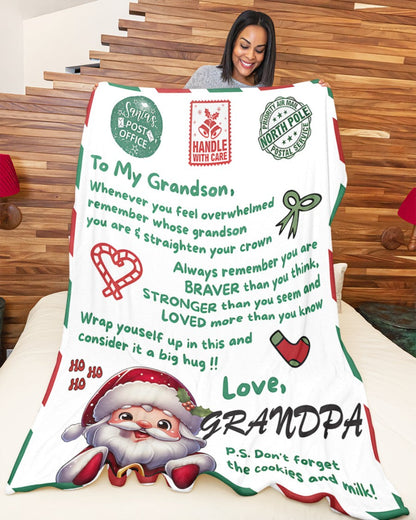 BLANKET FOR GRANDSON – COMFORT & WARMTH GIFT FROM GRANDPA  Sherpa Fleece Quilt Blanket MTNN00 (SKUB10-182)