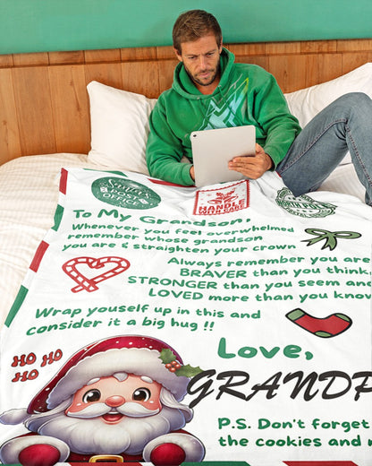 BLANKET FOR GRANDSON – COMFORT & WARMTH GIFT FROM GRANDPA  Sherpa Fleece Quilt Blanket MTNN00 (SKUB10-182)