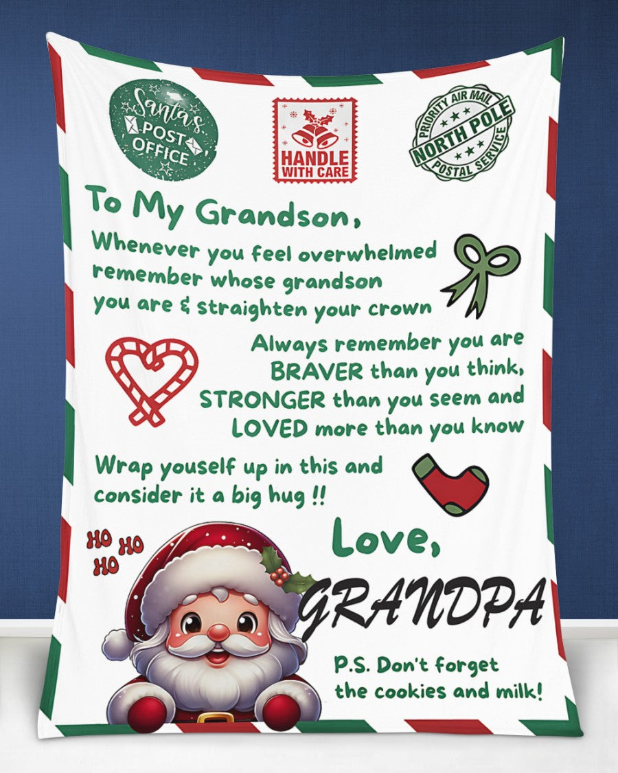 BLANKET FOR GRANDSON – COMFORT & WARMTH GIFT FROM GRANDPA  Sherpa Fleece Quilt Blanket MTNN00 (SKUB10-182)