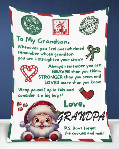 BLANKET FOR GRANDSON – COMFORT & WARMTH GIFT FROM GRANDPA  Sherpa Fleece Quilt Blanket MTNN00 (SKUB10-182)