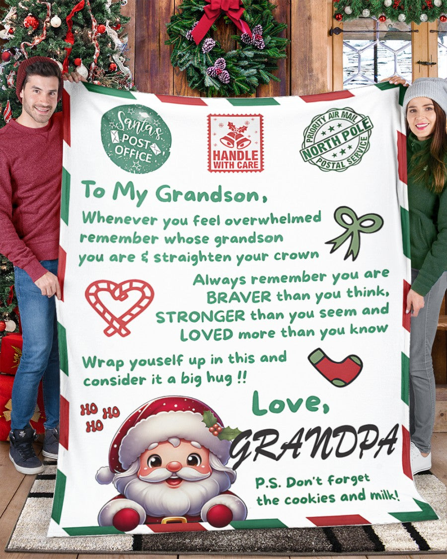 BLANKET FOR GRANDSON – COMFORT & WARMTH GIFT FROM GRANDPA  Sherpa Fleece Quilt Blanket MTNN00 (SKUB10-182)