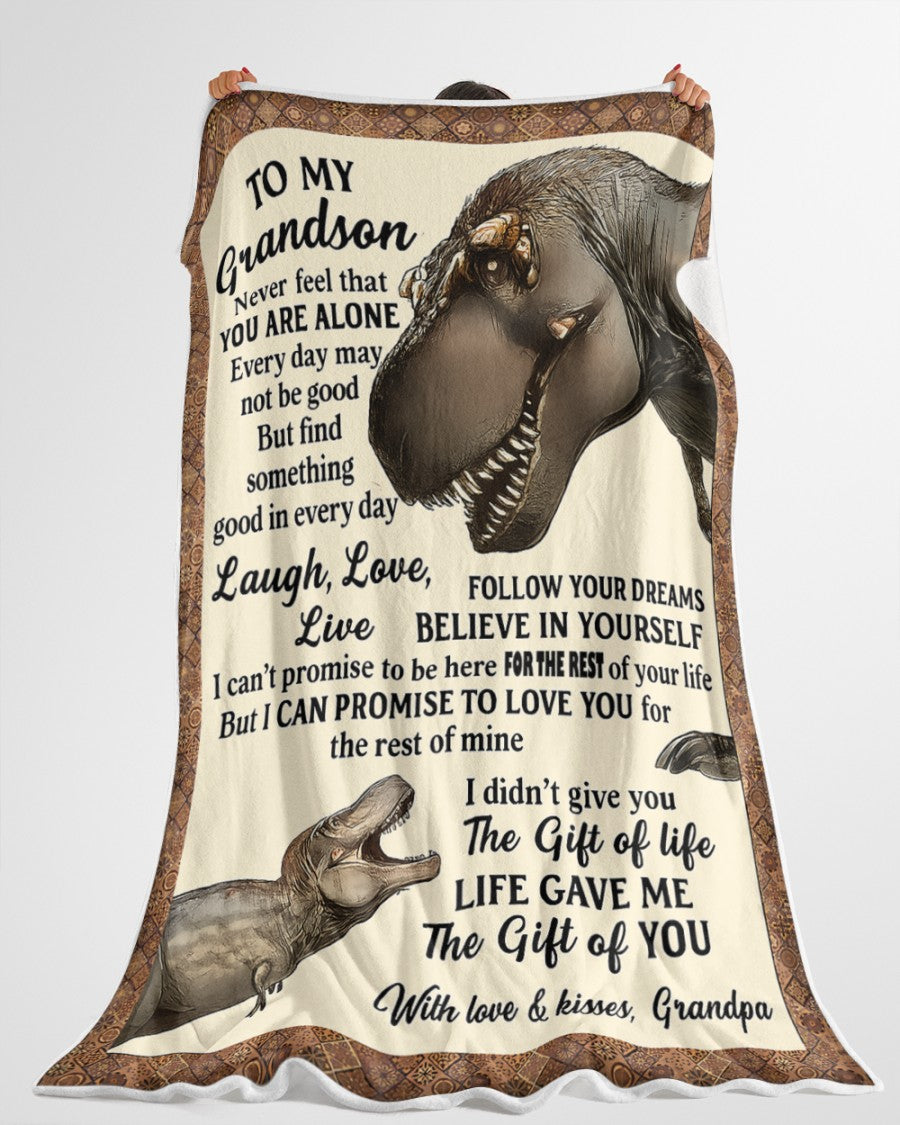 BLANKET FOR GRANDSON – COMFORT & WARMTH GIFT FROM GRANDPA  Sherpa Fleece Quilt Blanket NTTD00 (SKUB-BLK-GPKL)