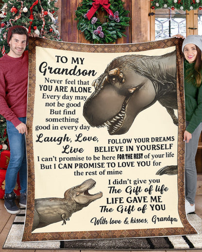 BLANKET FOR GRANDSON – COMFORT & WARMTH GIFT FROM GRANDPA  Sherpa Fleece Quilt Blanket NTTD00 (SKUB-BLK-GPKL)