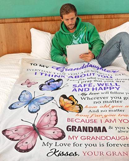 BLANKET FOR GRANDDAUGHTER – COMFORT & WARMTH GIFT FROM GRANDMA  Sherpa Fleece Quilt Blanket MTNN00 (SKUB-BLK-GMD1)