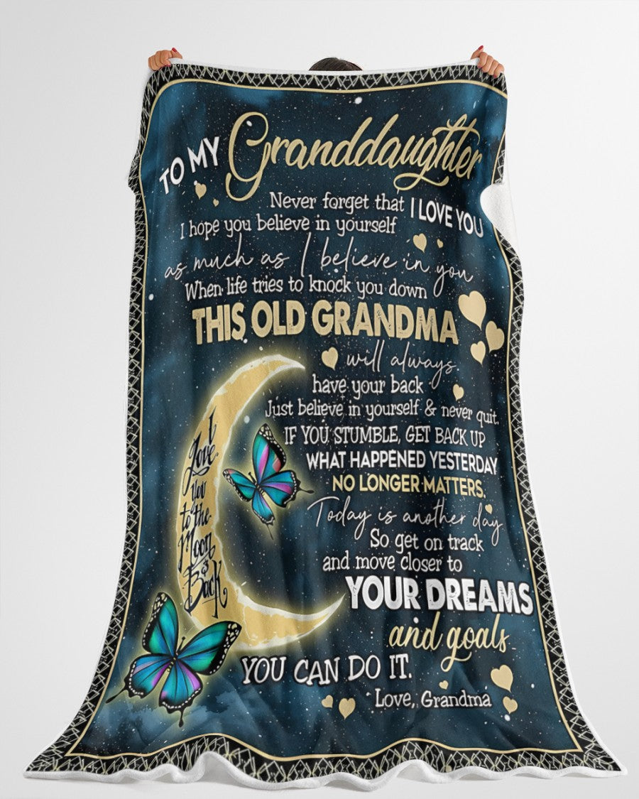 BLANKET FOR GRANDDAUGHTER – COMFORT & WARMTH GIFT FROM GRANDMA  Sherpa Fleece Quilt Blanket MTNN00 (SKUB-BLK-GMD2)