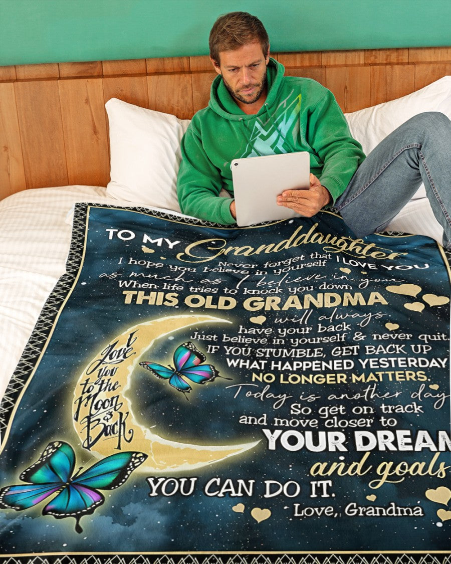 BLANKET FOR GRANDDAUGHTER – COMFORT & WARMTH GIFT FROM GRANDMA  Sherpa Fleece Quilt Blanket MTNN00 (SKUB-BLK-GMD2)