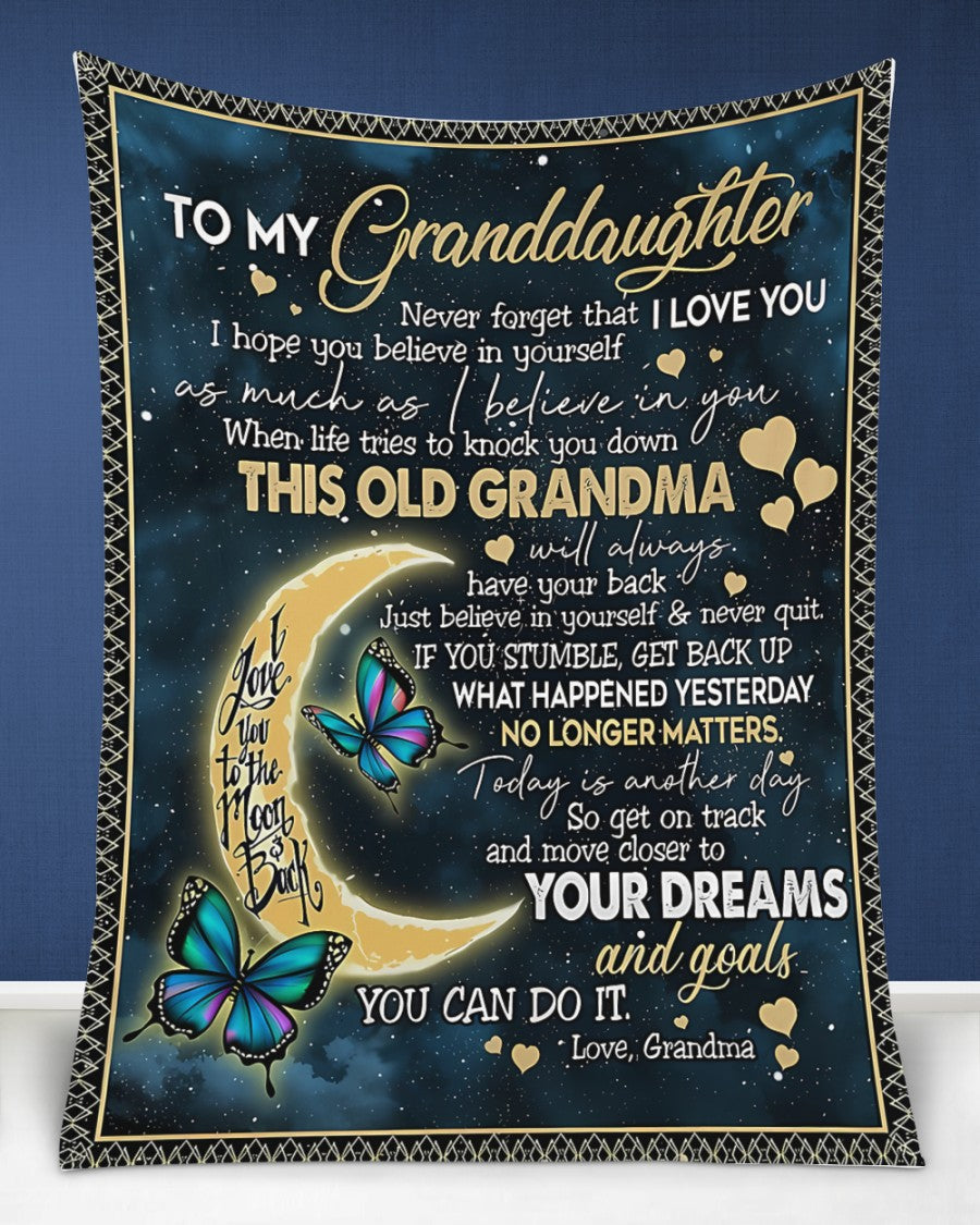 BLANKET FOR GRANDDAUGHTER – COMFORT & WARMTH GIFT FROM GRANDMA  Sherpa Fleece Quilt Blanket MTNN00 (SKUB-BLK-GMD2)
