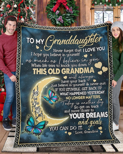 BLANKET FOR GRANDDAUGHTER – COMFORT & WARMTH GIFT FROM GRANDMA  Sherpa Fleece Quilt Blanket MTNN00 (SKUB-BLK-GMD2)