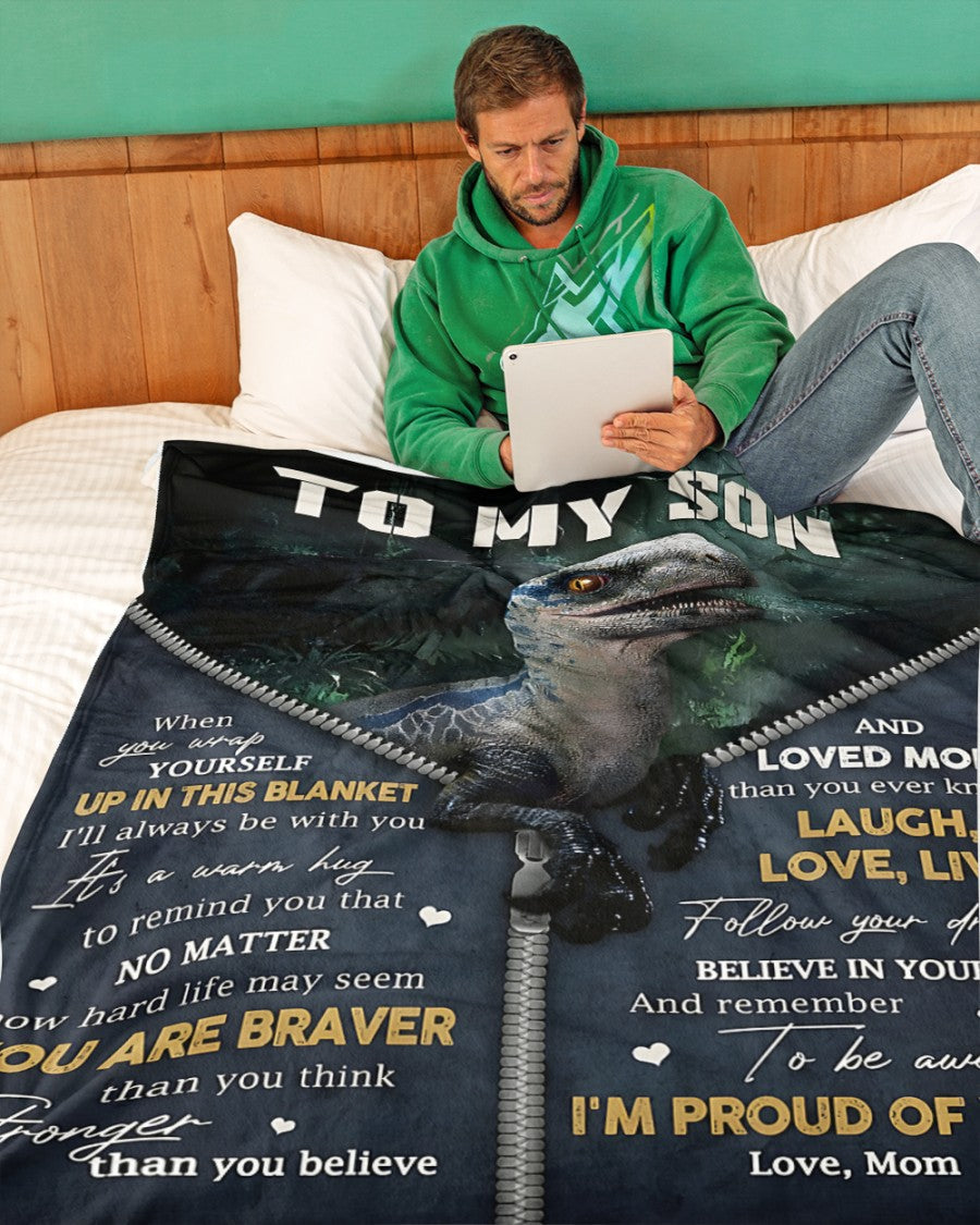 BLANKET FOR SON – COMFORT & WARMTH GIFT FROM MOM Sherpa Fleece Quilt Blanket NTTD00 (SKUB-BLK-MOMS1)