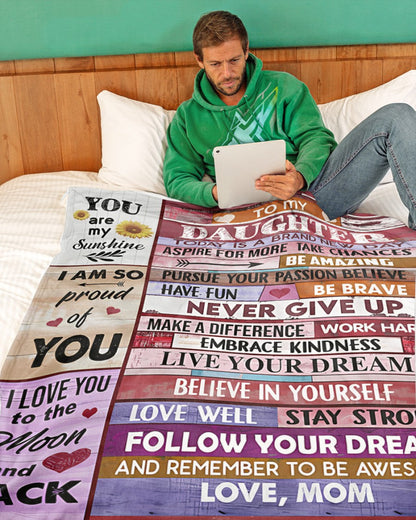 BLANKET FOR DAUGHTER – COMFORT & WARMTH GIFT FROM MOM Sherpa Fleece Quilt Blanket NTTD00 (SKUB-BLK-MOMD2)