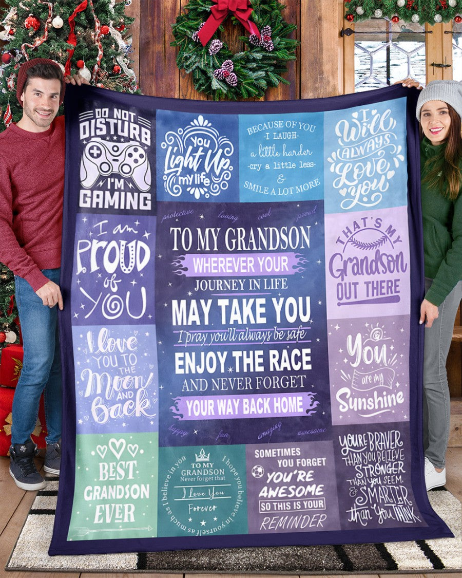 BLANKET FOR GRANDSON – COMFORT & WARMTH GIFT FROM GRANDPARENTS  Sherpa Fleece Quilt Blanket MTNN00 (SKUB11-BLK-02)