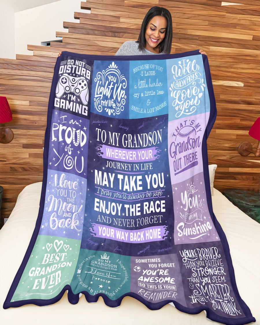 BLANKET FOR GRANDSON – COMFORT & WARMTH GIFT FROM GRANDPARENTS  Sherpa Fleece Quilt Blanket MTNN00 (SKUB11-BLK-02)