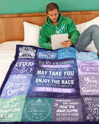 BLANKET FOR GRANDSON – COMFORT & WARMTH GIFT FROM GRANDPARENTS  Sherpa Fleece Quilt Blanket MTNN00 (SKUB11-BLK-02)