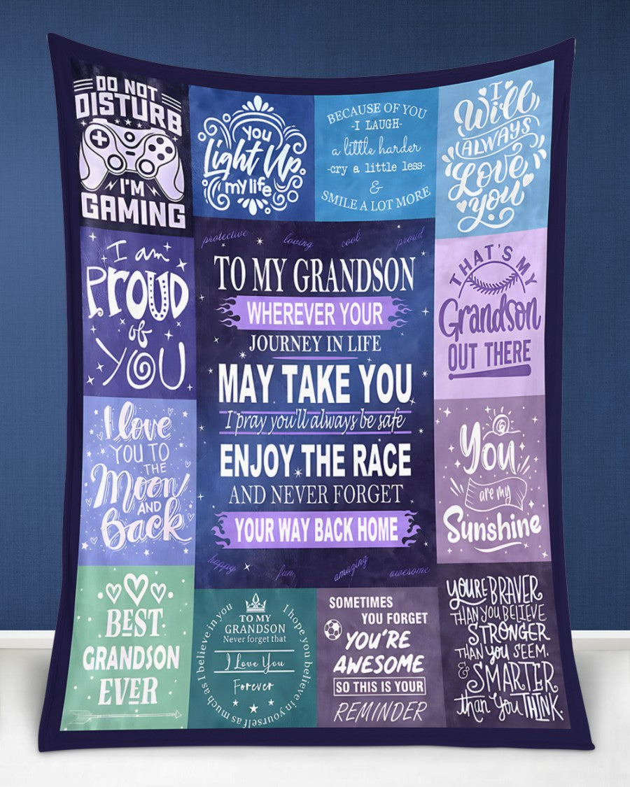 BLANKET FOR GRANDSON – COMFORT & WARMTH GIFT FROM GRANDPARENTS  Sherpa Fleece Quilt Blanket NTTD00 (SKUB11-BLK-02)