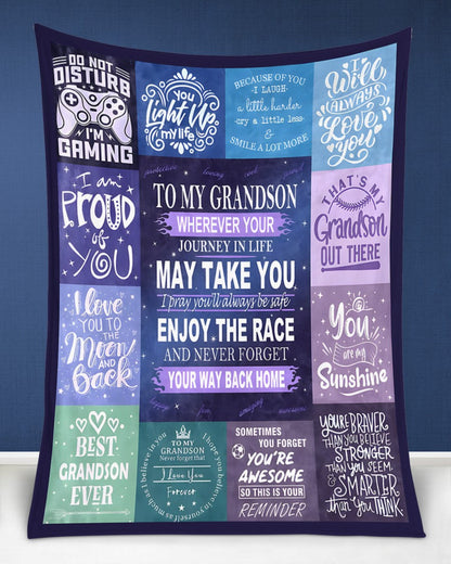 BLANKET FOR GRANDSON – COMFORT & WARMTH GIFT FROM GRANDPARENTS  Sherpa Fleece Quilt Blanket NTTD00 (SKUB11-BLK-02)