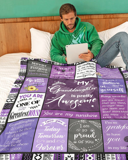 BLANKET FOR GRANDDAUGHTER – COMFORT & WARMTH GIFT FROM GRANDPARENTS  Sherpa Fleece Quilt Blanket MTNN00 (SKUB11-BLK-03)