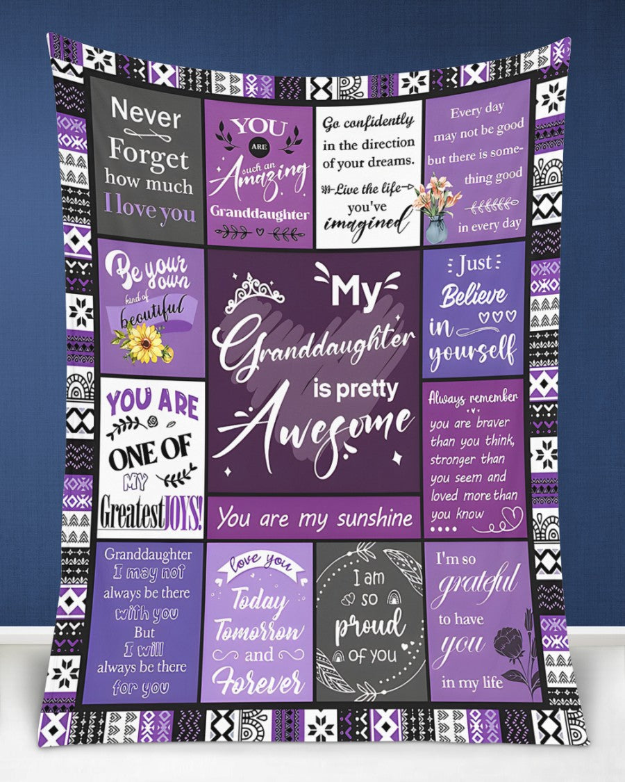 BLANKET FOR GRANDDAUGHTER – COMFORT & WARMTH GIFT FROM GRANDPARENTS  Sherpa Fleece Quilt Blanket MTNN00 (SKUB11-BLK-03)