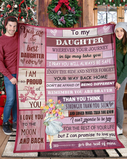 BLANKET FOR DAUGHTER – COMFORT & WARMTH GIFT FROM MOM Sherpa Fleece Quilt Blanket NTTD00 (SKUB11-BLK-01)