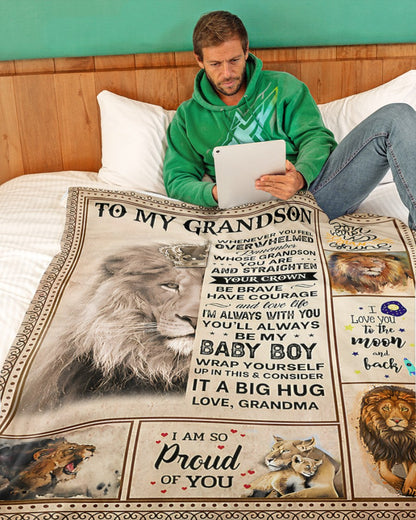 BLANKET FOR GRANDSON – COMFORT & WARMTH GIFT FROM GRANDMA  Sherpa Fleece Quilt Blanket MTNN00 (SKUB12-BLK-02)