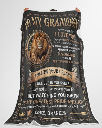 BLANKET FOR GRANDSON – COMFORT & WARMTH GIFT FROM GRANDPA  Sherpa Fleece Quilt Blanket mtnn00 (SKU2604-74)