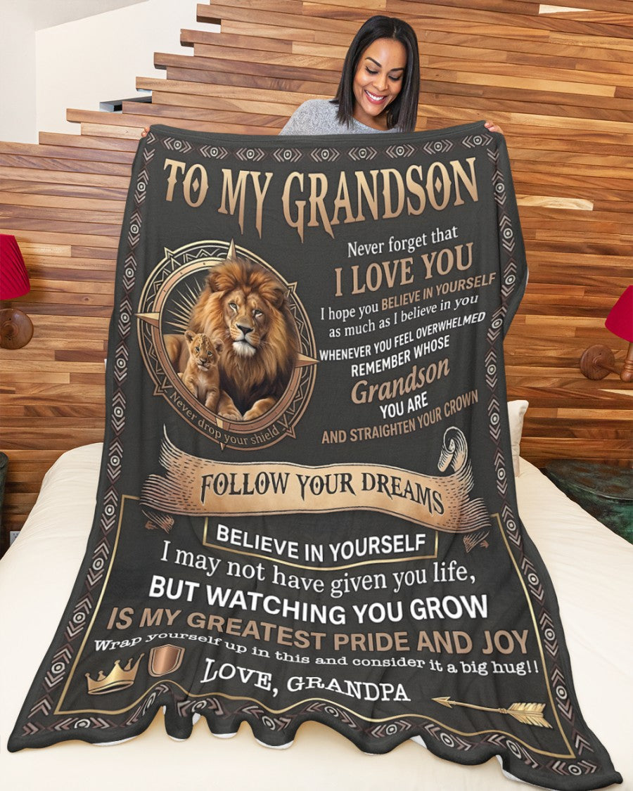BLANKET FOR GRANDSON – COMFORT & WARMTH GIFT FROM GRANDPA  Sherpa Fleece Quilt Blanket mtnn00 (SKU2604-74)