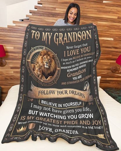 BLANKET FOR GRANDSON – COMFORT & WARMTH GIFT FROM GRANDPA  Sherpa Fleece Quilt Blanket mtnn00 (SKU2604-74)