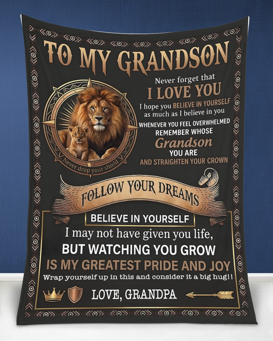 BLANKET FOR GRANDSON – COMFORT & WARMTH GIFT FROM GRANDPA  Sherpa Fleece Quilt Blanket mtnn00 (SKU2604-74)