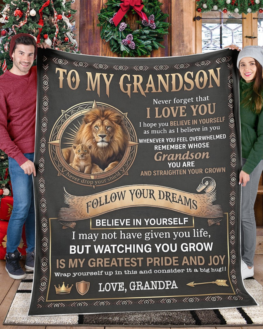 BLANKET FOR GRANDSON – COMFORT & WARMTH GIFT FROM GRANDPA  Sherpa Fleece Quilt Blanket mtnn00 (SKU2604-74)