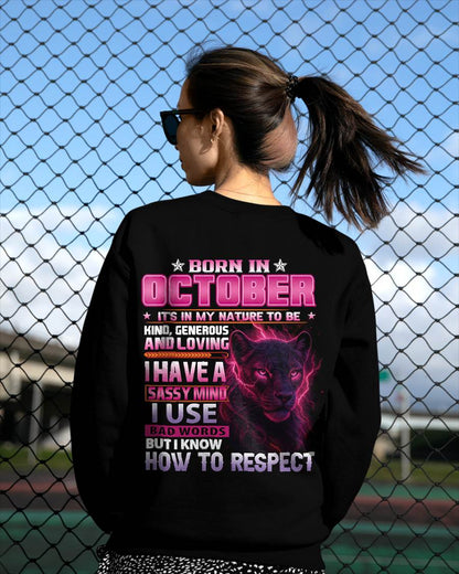 October - Fierce Panther Graphic Tee - Birthday Gift For Women - MTNN10 (SKU09-24-10)