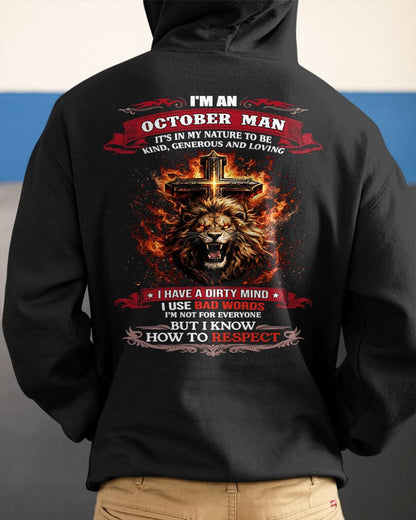OCTOBER - KIND AND LOVING ARE MY NATURE - PREMIUM DTG PRINT BIRTHDAY T-SHIRT FOR MEN - MTNN10 (SKU26T-01-31-10)