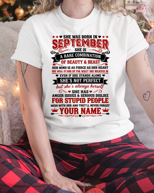 SEPTEMBER – BEAUTY & BEAST – SHE’S NOT PERFECT BUT ALWAYS HERSELF – T-SHIRT FOR WOMEN – MTNN09 (SKU2608-530-09)