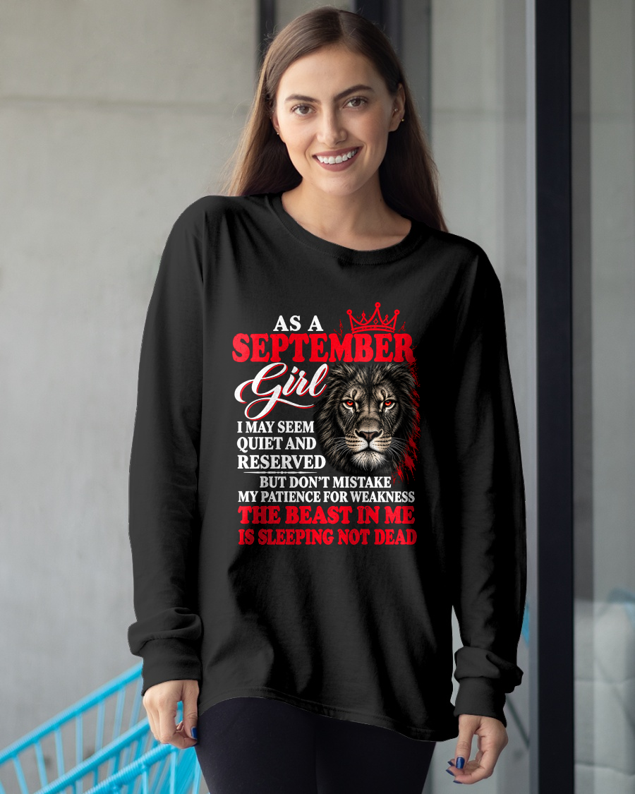 SEPTEMBER – THE BEAST IN ME IS SLEEPING NOT DEAD – LION T-SHIRT FOR WOMEN - MTNN09 (SKU2610-19-09)