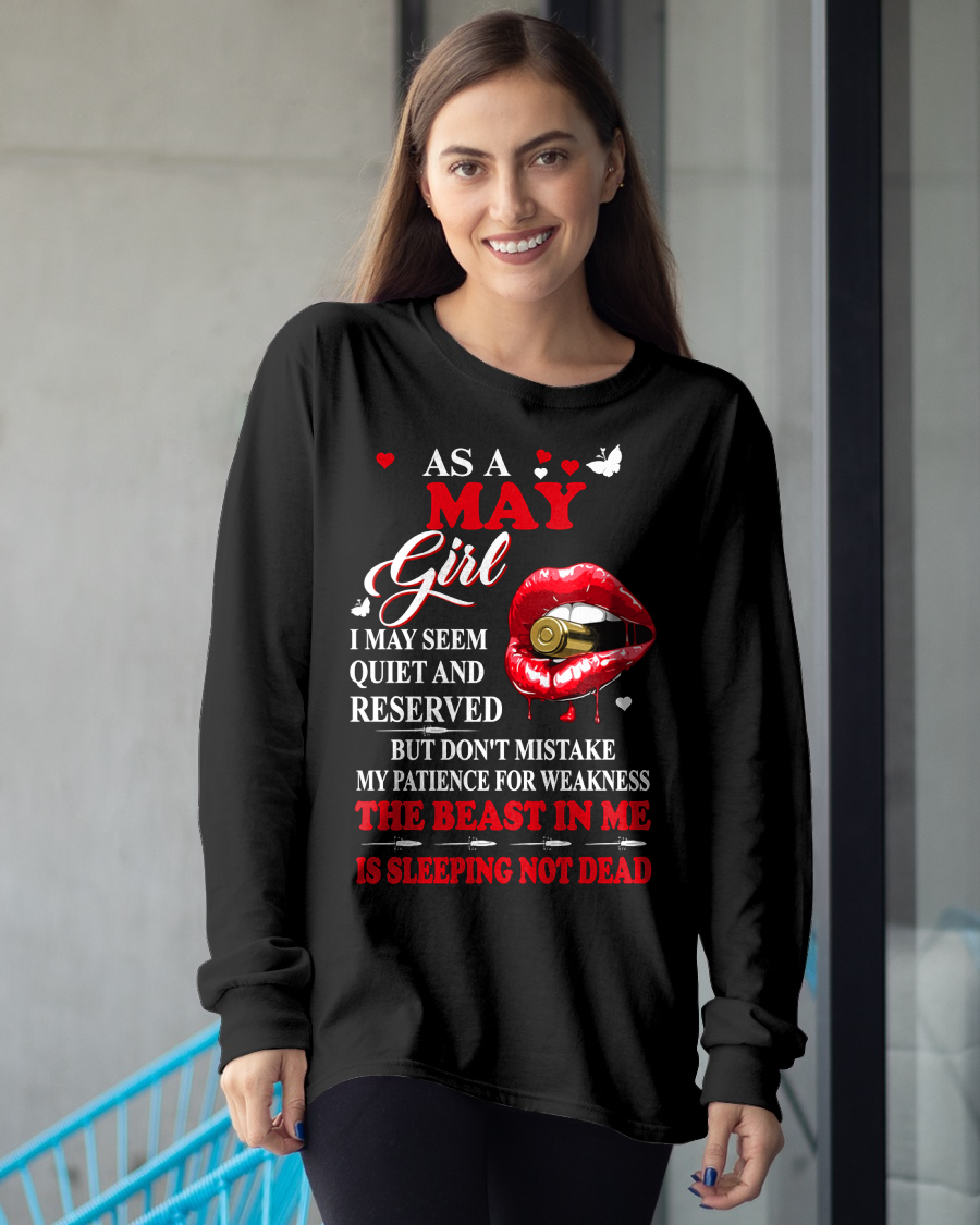 MAY GIRL – THE BEAST IN ME IS SLEEPING, NOT DEAD – LIPS & BULLET GRAPHIC T-SHIRT FOR WOMEN - MTNN05 (SKU2607-146-05)