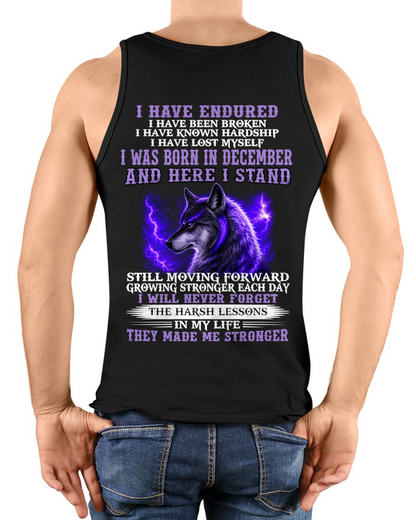 DECEMBER - WOLF T-SHIRT FOR MEN – I HAVE ENDURED – STRONGER EVERY DAY - MTNN12 (SKU2605-368-12)