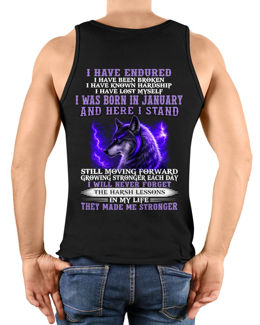 JANUARY - WOLF T-SHIRT FOR MEN – I HAVE ENDURED – STRONGER EVERY DAY - MTNN01 (SKU2605-368-01)